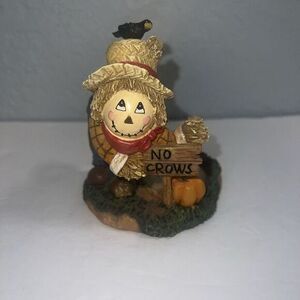 Vintage Retired SCARECROW & PUMPKIN NO CROWS Yankee Candle Votive Holder